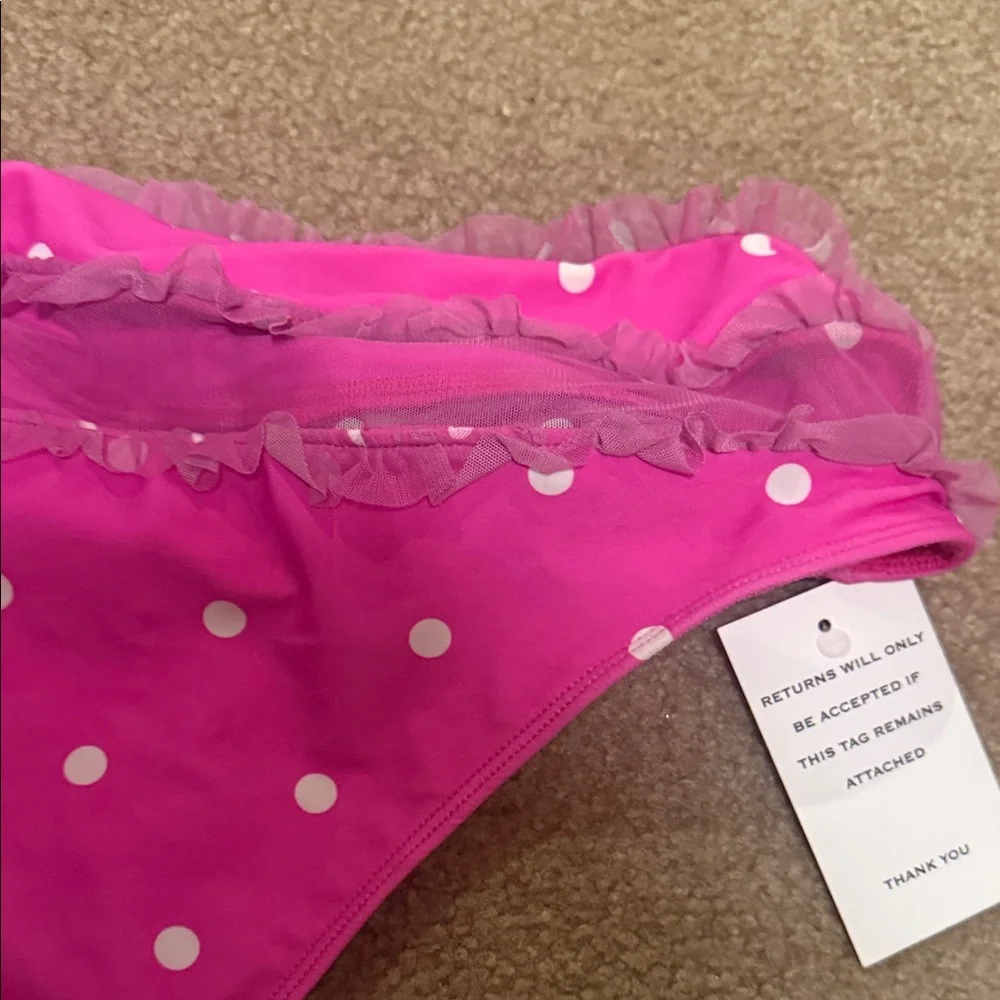 For Love & Lemons Pink Polka Dot Swim Bottom - Picture 2 of 5